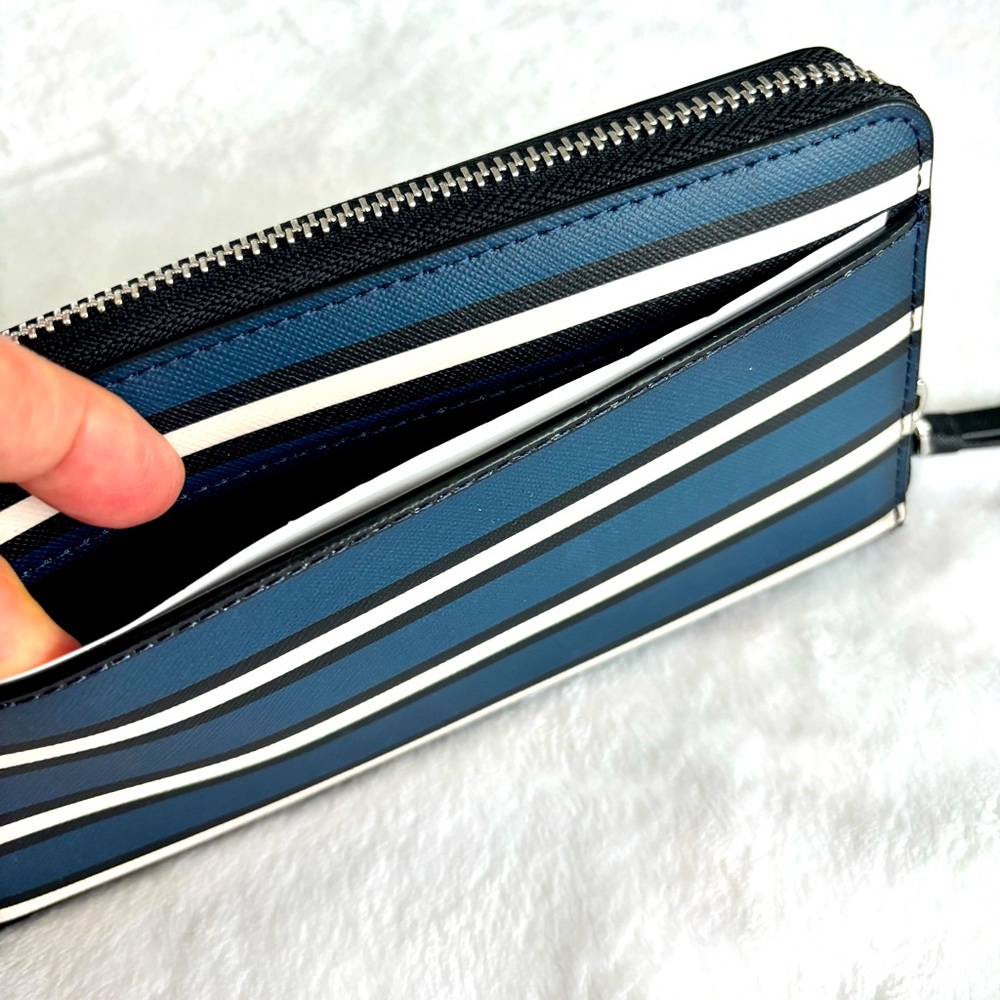 KATE SPADE Large Continental Striped Faux Leather Wallet - Picture 6 of 13